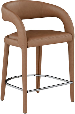 Sylvester Faux Leather / Metal / Engineered Wood / Foam Contemporary Brown Faux Leather Stool - 23.5" W x 22" D x 37.5" H