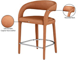 Sylvester Faux Leather / Metal / Engineered Wood / Foam Contemporary Cognac Faux Leather Stool - 23.5" W x 22" D x 37.5" H