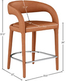 Sylvester Faux Leather / Metal / Engineered Wood / Foam Contemporary Cognac Faux Leather Stool - 23.5" W x 22" D x 37.5" H