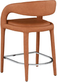 Sylvester Faux Leather / Metal / Engineered Wood / Foam Contemporary Cognac Faux Leather Stool - 23.5" W x 22" D x 37.5" H