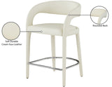 Sylvester Faux Leather / Metal / Engineered Wood / Foam Contemporary Cream Faux Leather Stool - 23.5" W x 22" D x 37.5" H