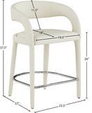 Sylvester Faux Leather / Metal / Engineered Wood / Foam Contemporary Cream Faux Leather Stool - 23.5" W x 22" D x 37.5" H