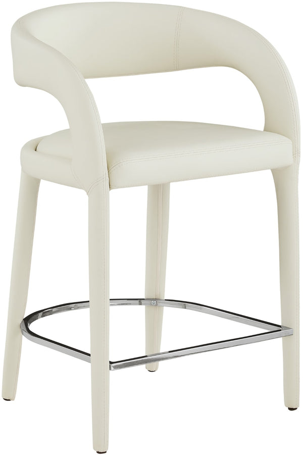 Sylvester Faux Leather / Metal / Engineered Wood / Foam Contemporary Cream Faux Leather Stool - 23.5" W x 22" D x 37.5" H