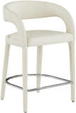 Sylvester Faux Leather / Metal / Engineered Wood / Foam Contemporary Cream Faux Leather Stool - 23.5" W x 22" D x 37.5" H