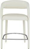 Sylvester Faux Leather / Metal / Engineered Wood / Foam Contemporary Cream Faux Leather Stool - 23.5" W x 22" D x 37.5" H