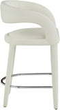 Sylvester Faux Leather / Metal / Engineered Wood / Foam Contemporary Cream Faux Leather Stool - 23.5" W x 22" D x 37.5" H