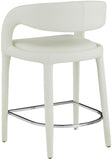 Sylvester Faux Leather / Metal / Engineered Wood / Foam Contemporary Cream Faux Leather Stool - 23.5" W x 22" D x 37.5" H