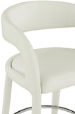 Sylvester Faux Leather / Metal / Engineered Wood / Foam Contemporary Cream Faux Leather Stool - 23.5" W x 22" D x 37.5" H