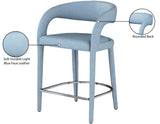 Sylvester Faux Leather / Metal / Engineered Wood / Foam Contemporary Light Blue Faux Leather Stool - 23.5" W x 22" D x 37.5" H