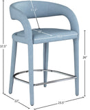 Sylvester Faux Leather / Metal / Engineered Wood / Foam Contemporary Light Blue Faux Leather Stool - 23.5" W x 22" D x 37.5" H