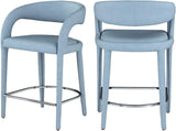 Sylvester Faux Leather / Metal / Engineered Wood / Foam Contemporary Light Blue Faux Leather Stool - 23.5" W x 22" D x 37.5" H