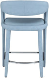 Sylvester Faux Leather / Metal / Engineered Wood / Foam Contemporary Light Blue Faux Leather Stool - 23.5" W x 22" D x 37.5" H