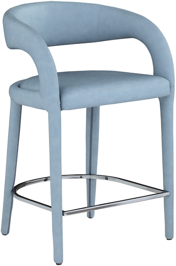 Sylvester Faux Leather / Metal / Engineered Wood / Foam Contemporary Light Blue Faux Leather Stool - 23.5" W x 22" D x 37.5" H