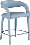 Sylvester Faux Leather / Metal / Engineered Wood / Foam Contemporary Light Blue Faux Leather Stool - 23.5" W x 22" D x 37.5" H