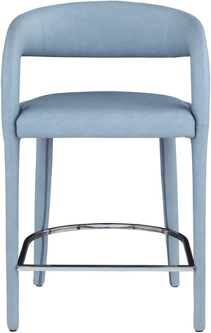 Sylvester Faux Leather / Metal / Engineered Wood / Foam Contemporary Light Blue Faux Leather Stool - 23.5" W x 22" D x 37.5" H