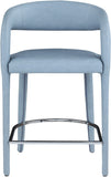 Sylvester Faux Leather / Metal / Engineered Wood / Foam Contemporary Light Blue Faux Leather Stool - 23.5" W x 22" D x 37.5" H