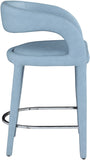 Sylvester Faux Leather / Metal / Engineered Wood / Foam Contemporary Light Blue Faux Leather Stool - 23.5" W x 22" D x 37.5" H