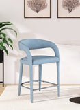 Sylvester Faux Leather / Metal / Engineered Wood / Foam Contemporary Light Blue Faux Leather Stool - 23.5" W x 22" D x 37.5" H