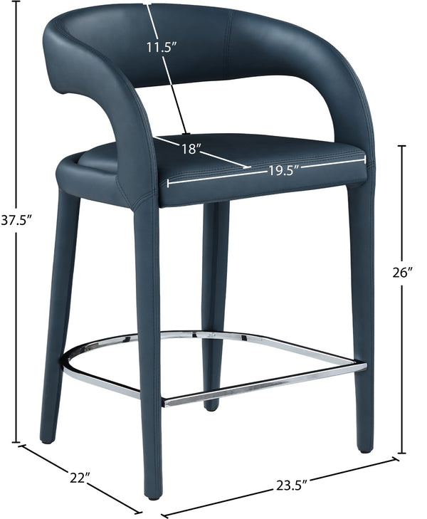 Sylvester Faux Leather / Metal / Engineered Wood / Foam Contemporary Navy Faux Leather Stool - 23.5" W x 22" D x 37.5" H