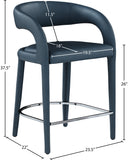 Sylvester Faux Leather / Metal / Engineered Wood / Foam Contemporary Navy Faux Leather Stool - 23.5" W x 22" D x 37.5" H