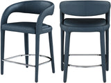 Sylvester Faux Leather / Metal / Engineered Wood / Foam Contemporary Navy Faux Leather Stool - 23.5" W x 22" D x 37.5" H