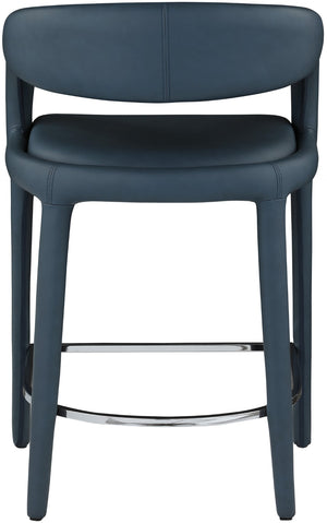 Sylvester Faux Leather / Metal / Engineered Wood / Foam Contemporary Navy Faux Leather Stool - 23.5" W x 22" D x 37.5" H