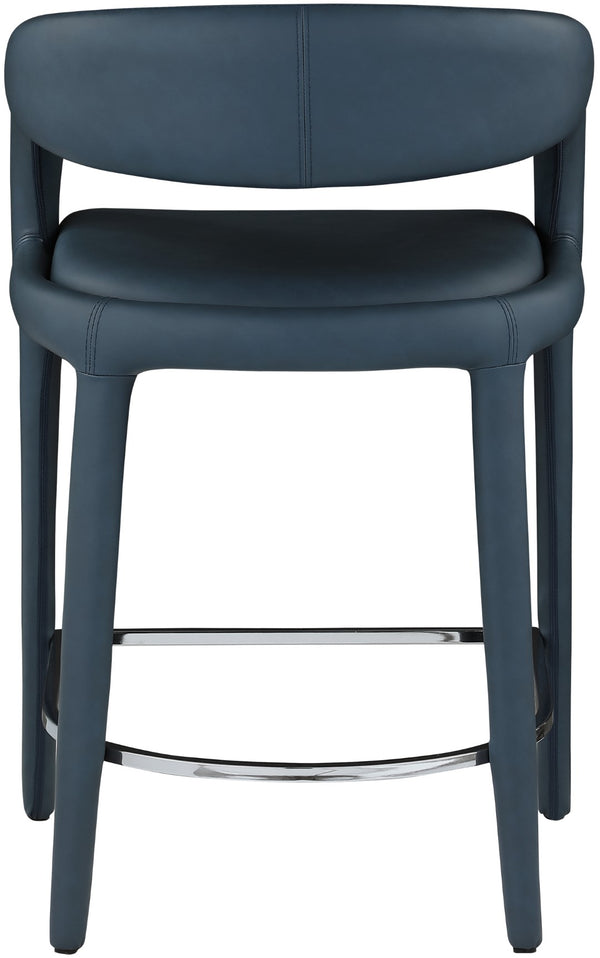 Sylvester Faux Leather / Metal / Engineered Wood / Foam Contemporary Navy Faux Leather Stool - 23.5" W x 22" D x 37.5" H