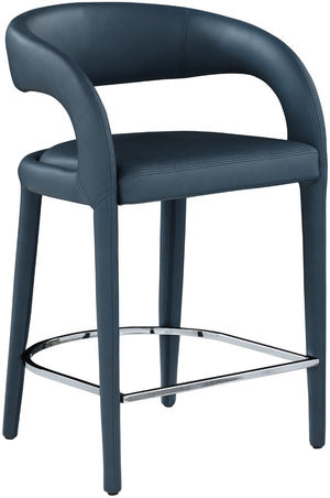 Sylvester Faux Leather / Metal / Engineered Wood / Foam Contemporary Navy Faux Leather Stool - 23.5" W x 22" D x 37.5" H