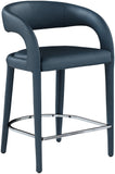 Sylvester Faux Leather / Metal / Engineered Wood / Foam Contemporary Navy Faux Leather Stool - 23.5" W x 22" D x 37.5" H