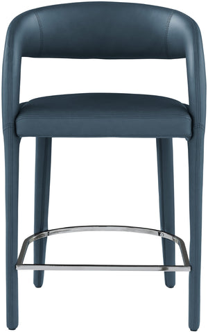 Sylvester Faux Leather / Metal / Engineered Wood / Foam Contemporary Navy Faux Leather Stool - 23.5" W x 22" D x 37.5" H