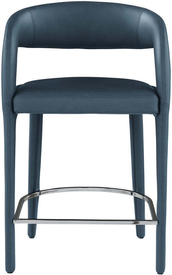 Sylvester Faux Leather / Metal / Engineered Wood / Foam Contemporary Navy Faux Leather Stool - 23.5" W x 22" D x 37.5" H