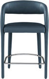 Sylvester Faux Leather / Metal / Engineered Wood / Foam Contemporary Navy Faux Leather Stool - 23.5" W x 22" D x 37.5" H