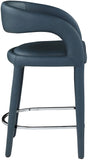 Sylvester Faux Leather / Metal / Engineered Wood / Foam Contemporary Navy Faux Leather Stool - 23.5" W x 22" D x 37.5" H