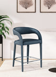 Sylvester Faux Leather / Metal / Engineered Wood / Foam Contemporary Navy Faux Leather Stool - 23.5" W x 22" D x 37.5" H