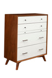 Alpine Furniture Flynn Mid Century Modern 4 Drawer Two Tone Multifunction Chest w/Pull Out Tray, Acorn/White 999-05 Acorn & White Mahogany Solids & Okoume Veneer 38 x 18 x 43