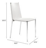 Zuo Modern Alex 100% Polyurethane, Plywood, Steel Modern Commercial Grade Dining Chair Set - Set of 4 White, Chrome 100% Polyurethane, Plywood, Steel