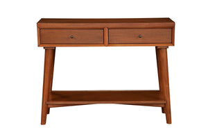 Alpine Furniture Flynn Console Table, Acorn 966-63 Acorn Mahogany Solids & Okoume Veneer 42 x 14 x 33