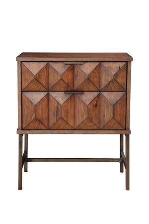 Trig Urban Contemporary Two Drawer Nightstand with Bronze Hardware and Geometric Design Accent