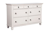 Alpine Furniture Winchester 7 Drawer Dresser, White 1306-03 White Pine Solids 62 x 18 x 38