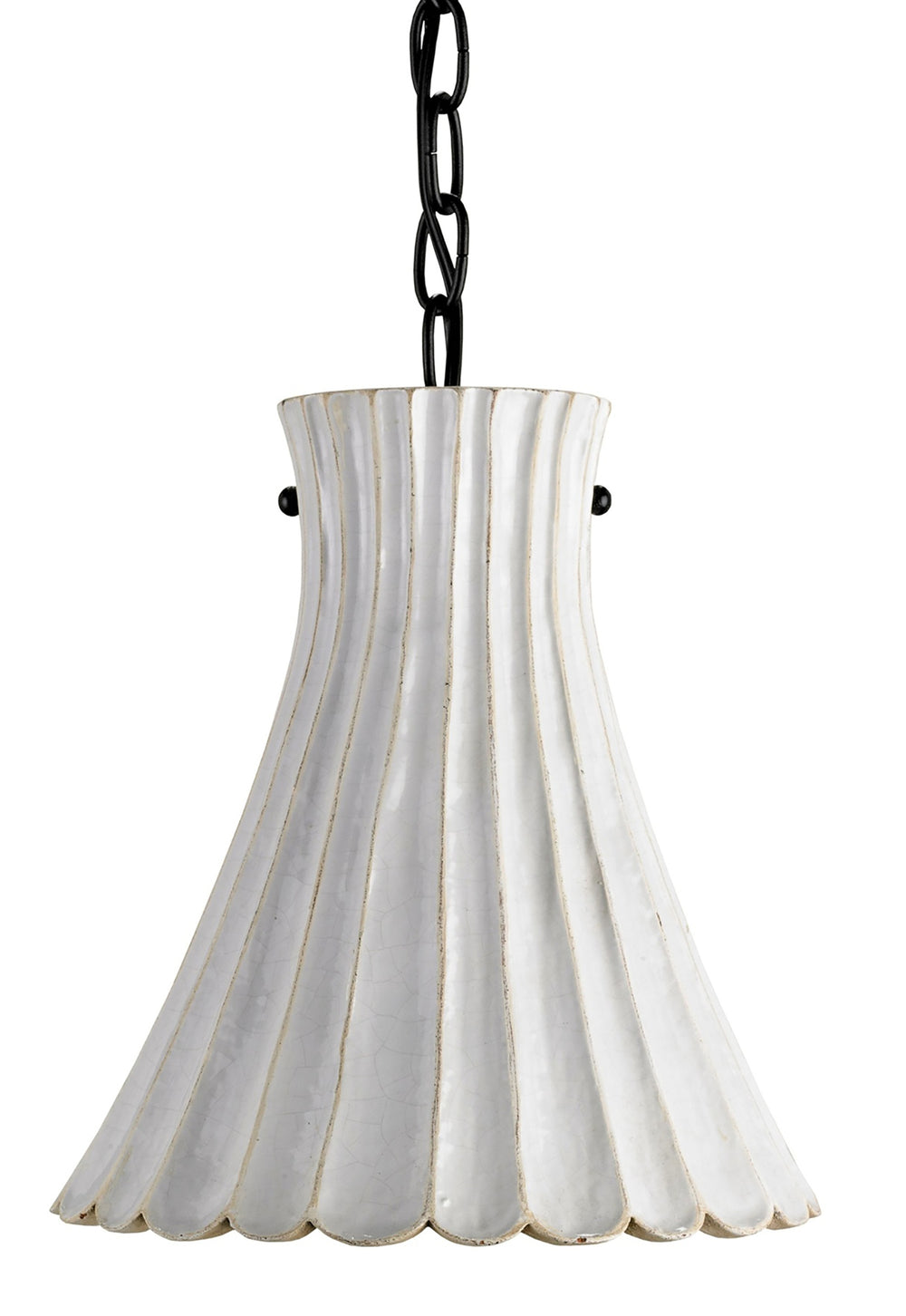 Jazz Pendant Light Fixture - Retro Fluted Design with White Crackle Finish for Modern Spaces