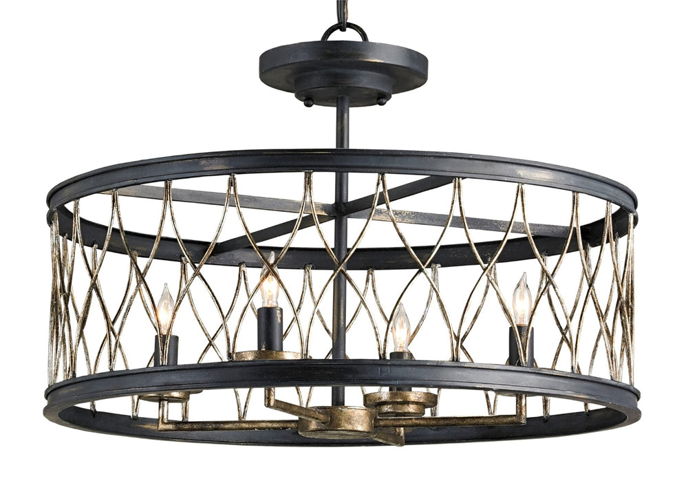 Crisscross Black Pendant Light - Artisan-Designed Wrought Iron Fixture with Elegant Diamond Pattern