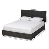 Baxton Studio Netti Dark Grey Fabric Upholstered 2-Drawer Queen Size Platform Storage Bed