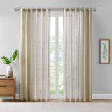 Madison Park Kane Modern/Contemporary Texture Printed Woven Faux Linen Window Panel Wheat 84" MP40-7500