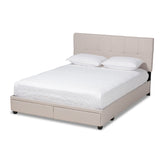 Baxton Studio Netti Beige Fabric Upholstered 2-Drawer Queen Size Platform Storage Bed