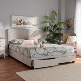 Baxton Studio Netti Beige Fabric Upholstered 2-Drawer Queen Size Platform Storage Bed