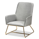 Sennet Glam and Luxe Velvet Fabric Upholstered Gold Finished Armchair