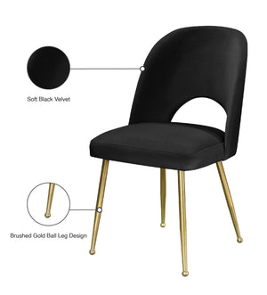 Logan Velvet / Metal / Engineered Wood / Foam Contemporary Black Velvet Dining Chair - 19.5" W x 22" D x 34" H
