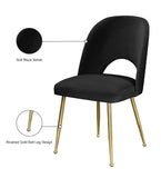 Logan Velvet / Metal / Engineered Wood / Foam Contemporary Black Velvet Dining Chair - 19.5" W x 22" D x 34" H