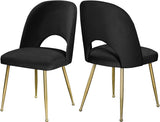 Logan Velvet / Metal / Engineered Wood / Foam Contemporary Black Velvet Dining Chair - 19.5" W x 22" D x 34" H