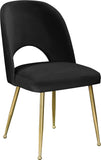 Logan Velvet / Metal / Engineered Wood / Foam Contemporary Black Velvet Dining Chair - 19.5" W x 22" D x 34" H